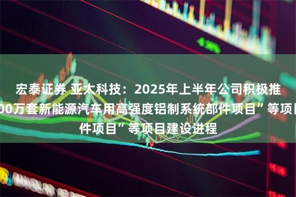 宏泰证券 亚太科技：2025年上半年公司积极推进“年产200万套新能源汽车用高强度铝制系统部件项目”等项目建设进程